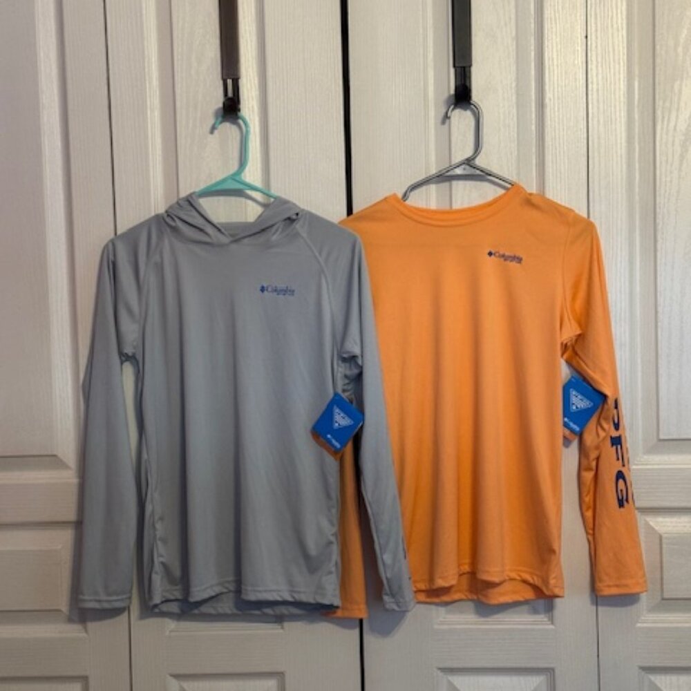 (2) NWT Columbia PFG Youth Terminal Tackle LS Tees – Size Youth Large